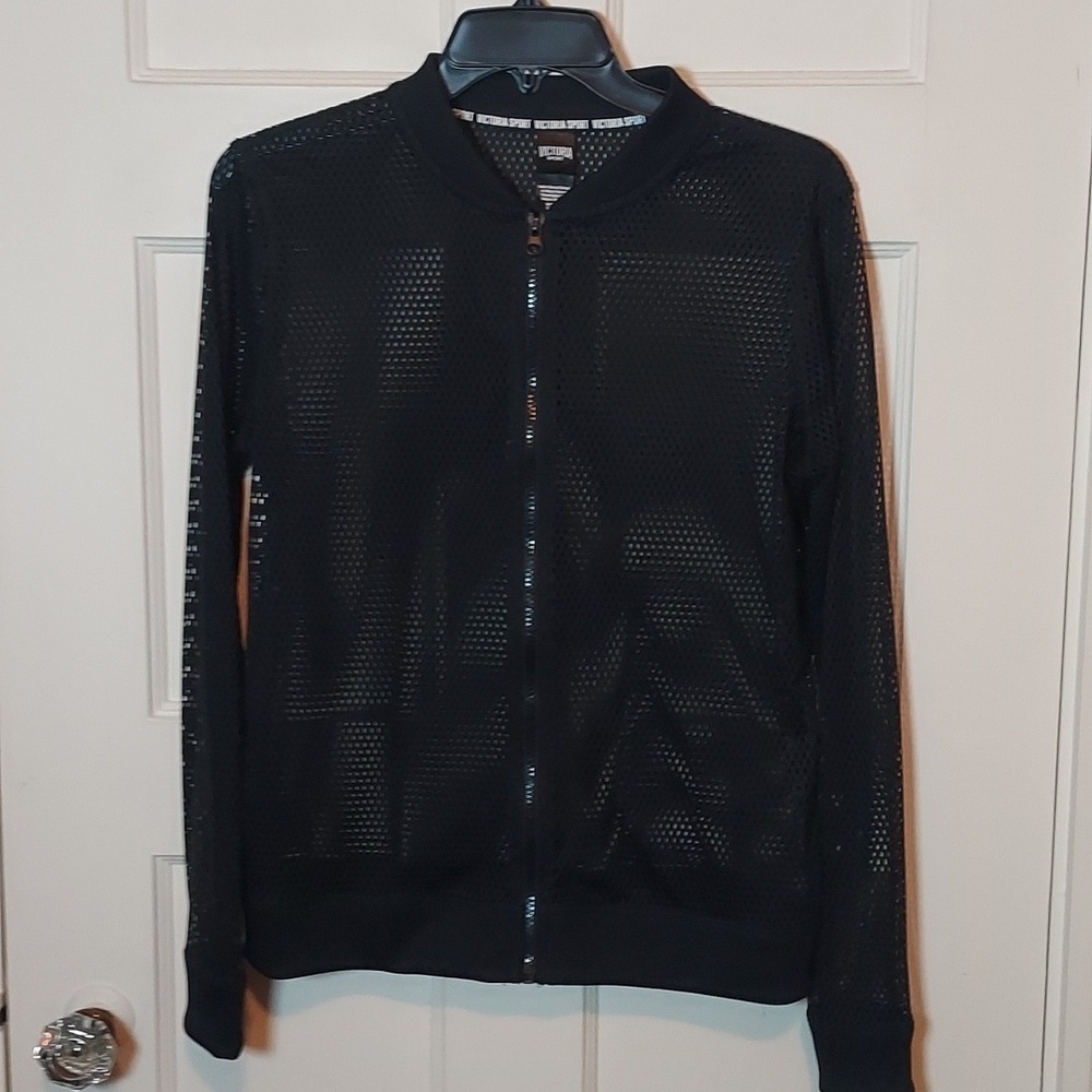 Victoria's Secret Sport Black Mesh Bomber Jacket Size Small